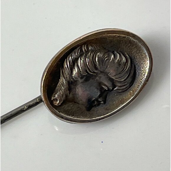 Antique 1910's Silver-Plated Cameo Gibson Girl Profile Stick/hat Pin - Picture 7 of 8